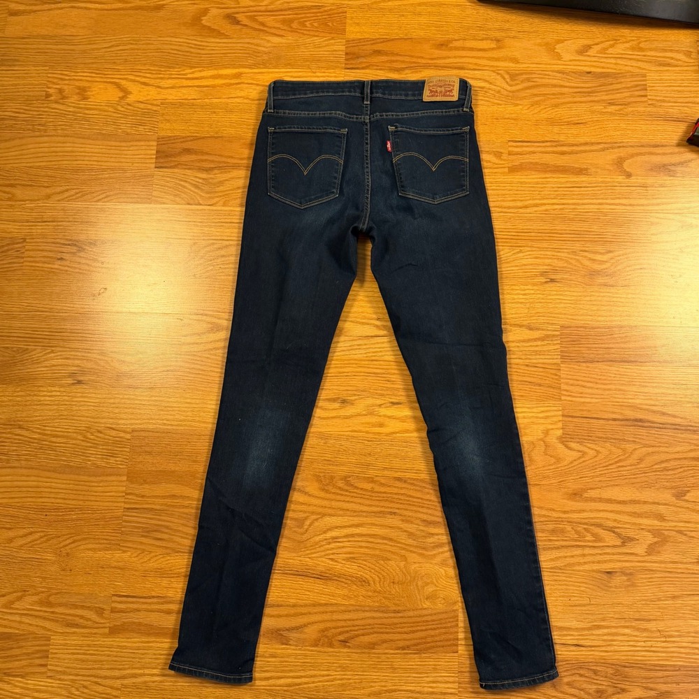 Levis 711 Skinny Jeans Womens 29 Dark Wash Blue Denim Mid Rise Stretch 188810012 - Picture 2 of 11
